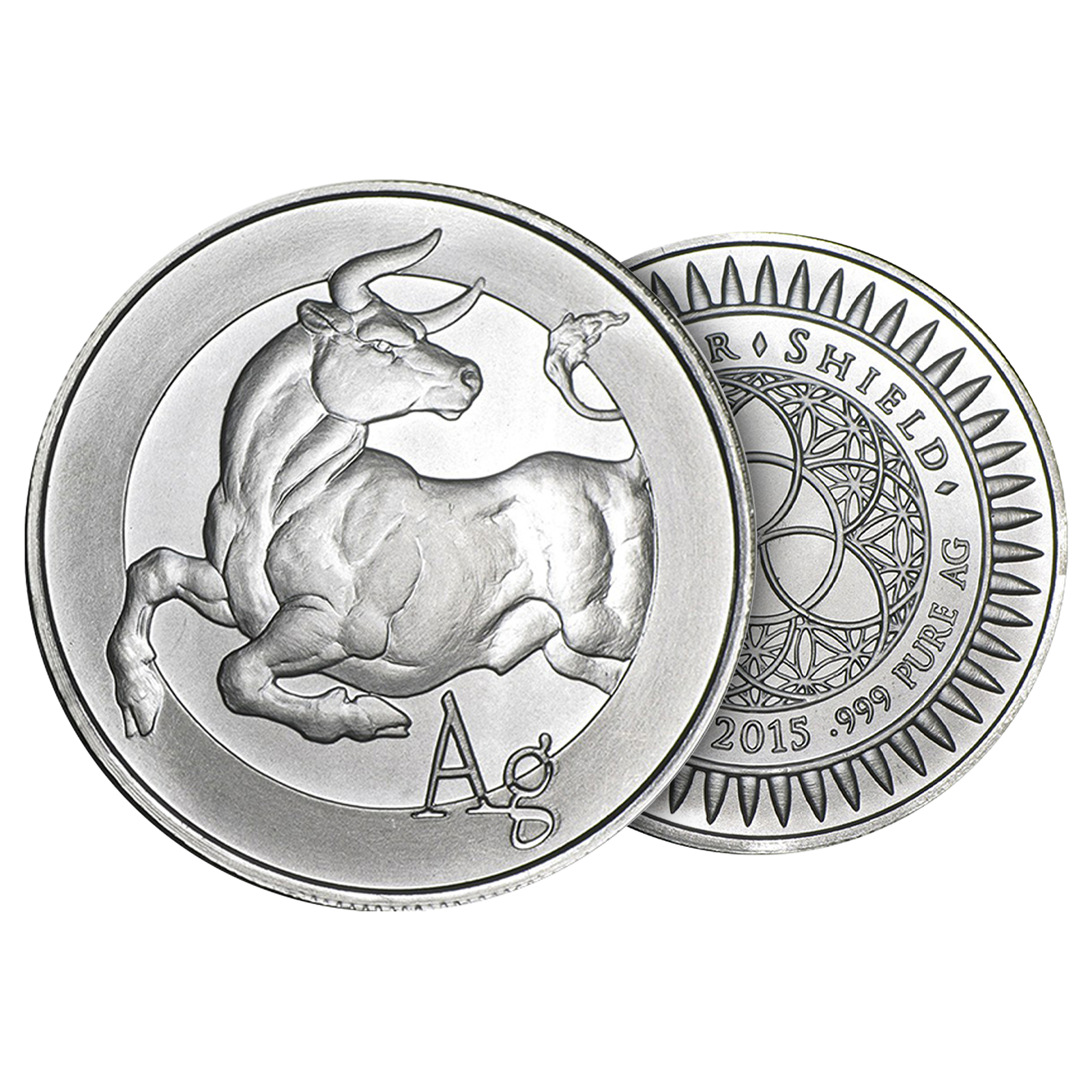Buy 1 oz Silver Shield Bull Round, image 2