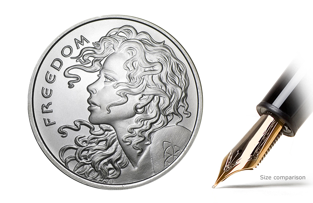 Buy 1 oz Freedom Girl Silver Shield Rounds (Random Year), image 0