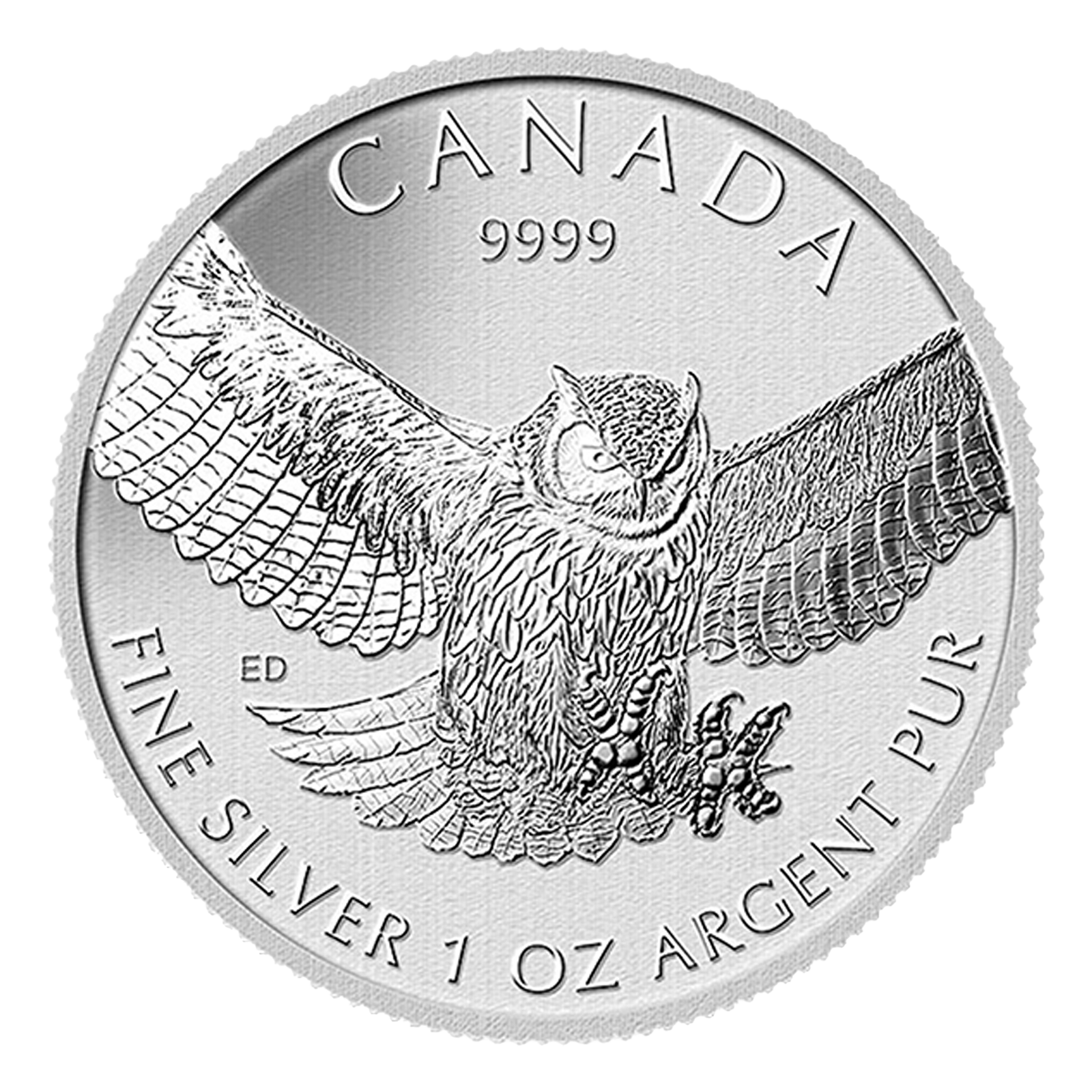2015 1 oz Silver Great Horned Owl Coins - Canadian Birds Of Prey Series Coin, image 0