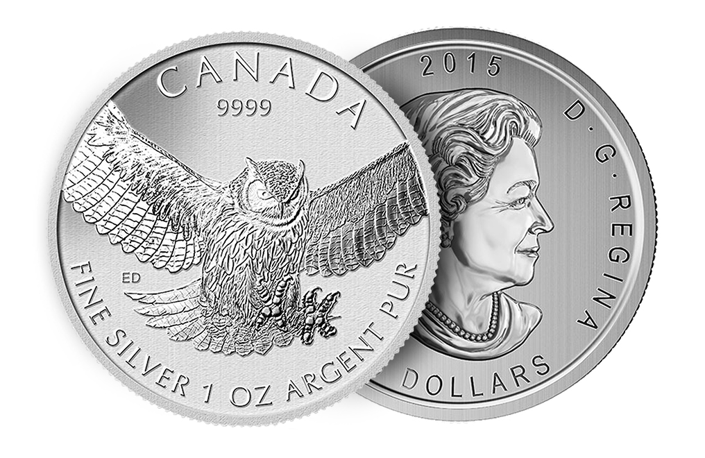 Buy 2015 1 oz Silver Great Horned Owl Coins - Canadian Birds Of Prey Series Coin, image 2