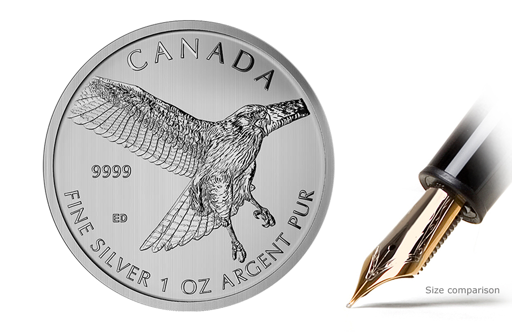 2015 Canada Silver Birds of Prey Red Tailed Hawk $5 1 oz .999 Fine 