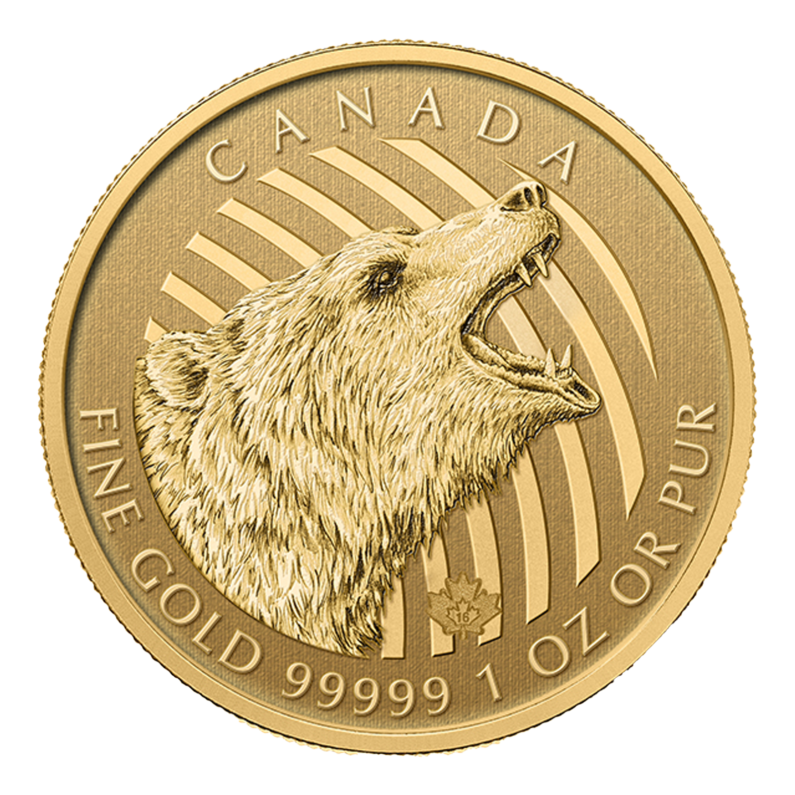 2016 1 oz Gold Roaring Grizzly Coins - Royal Canadian Mint, image 2