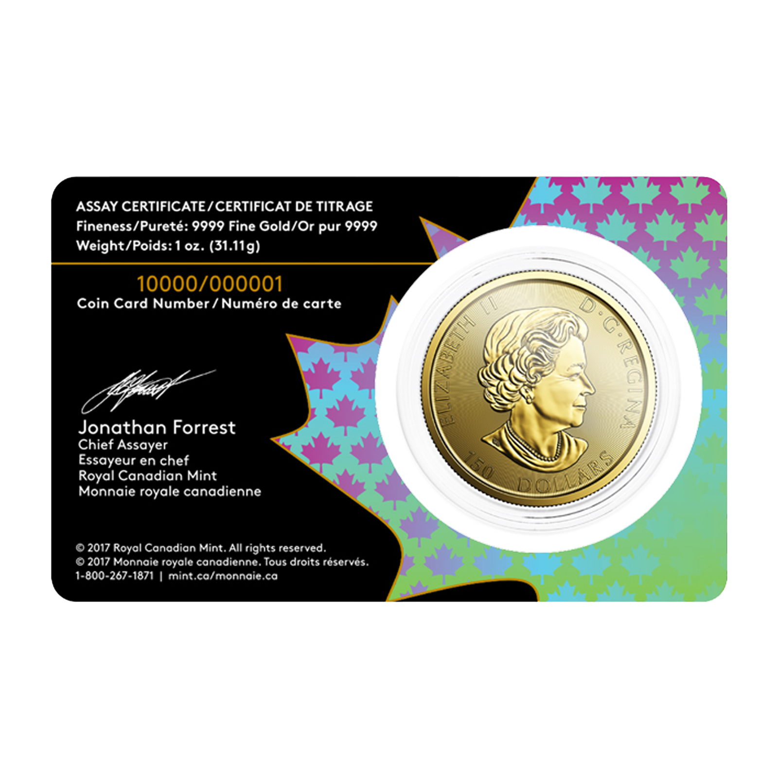 2017 1 oz Gold RCM 150 Special Edition Voyageur Coin, image 1