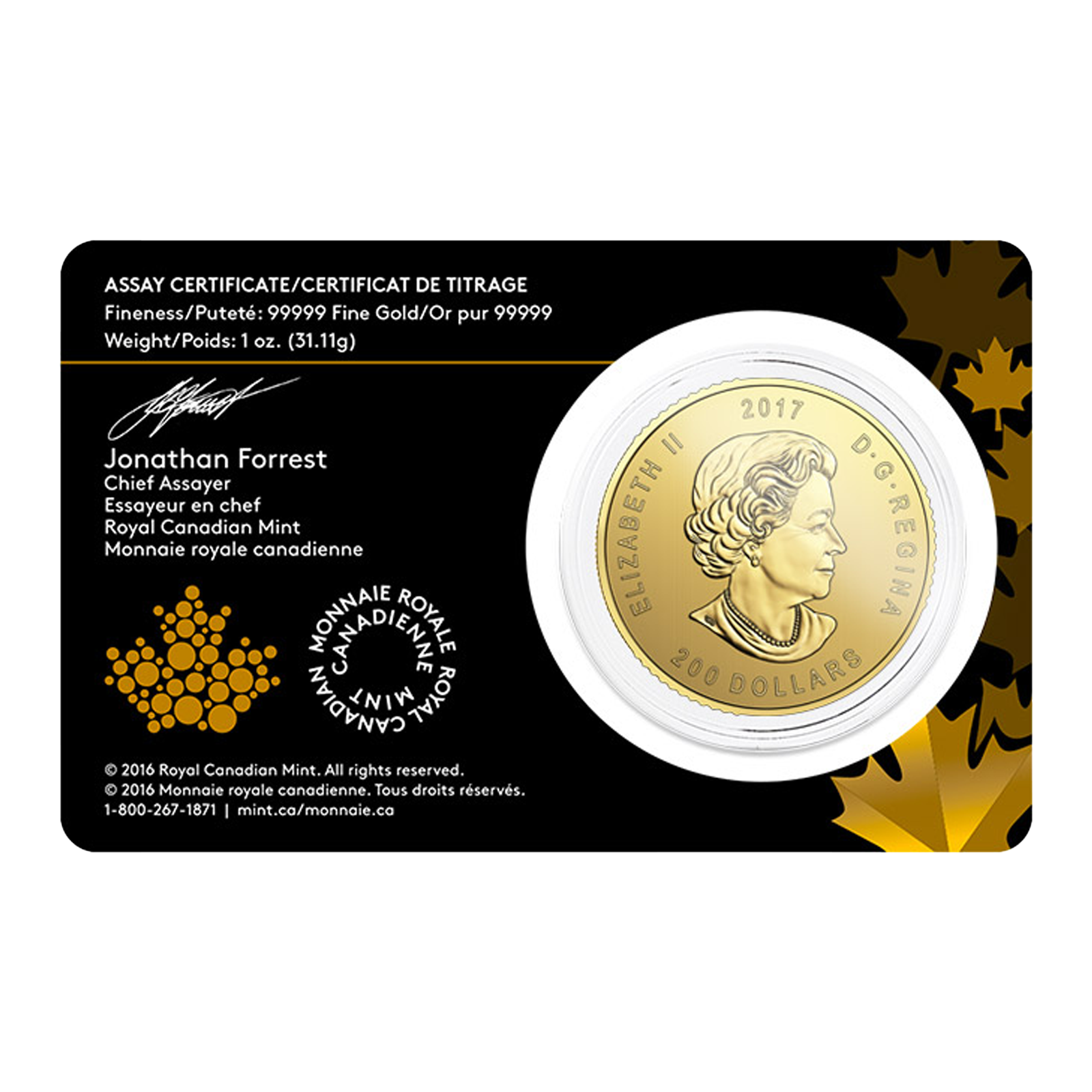 2017 1 oz Canadian Gold Elk Coins - Royal Canadian Mint, image 1
