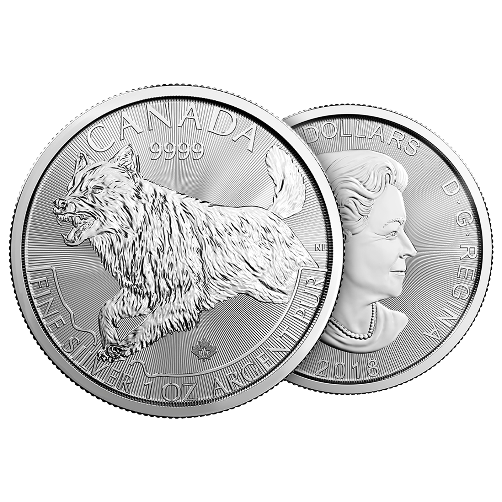 2018 1 oz Silver Wolf- RCM Predator Series Coin .9999, image 2