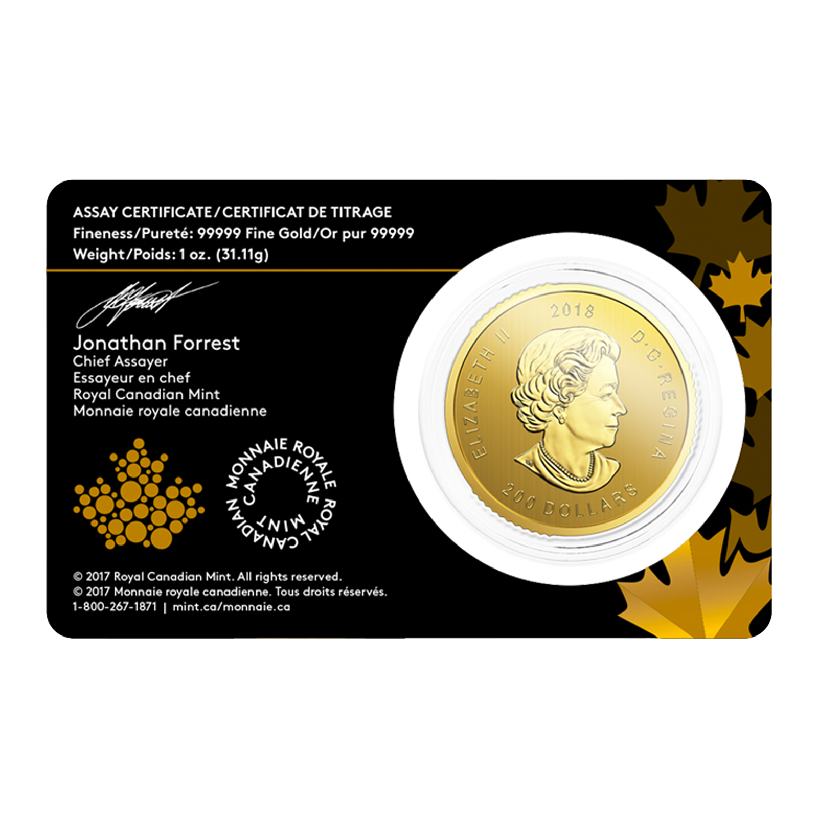 2018 1 oz Canadian Golden Eagle Coins - Royal Canadian Mint, image 1