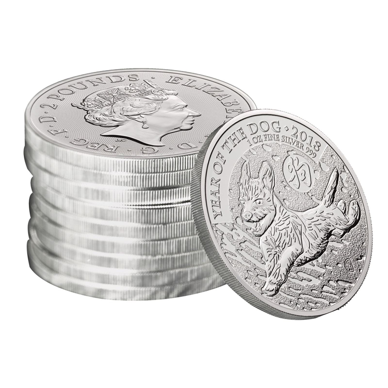 2018 1 oz British Silver Year of the Dog Lunar Coins, image 3