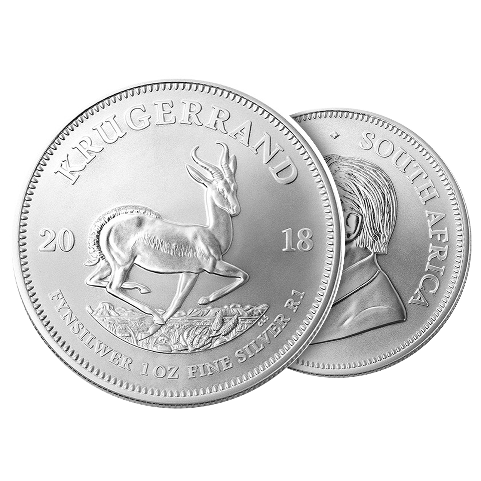 1 oz South African Silver Krugerrand Coins, image 2