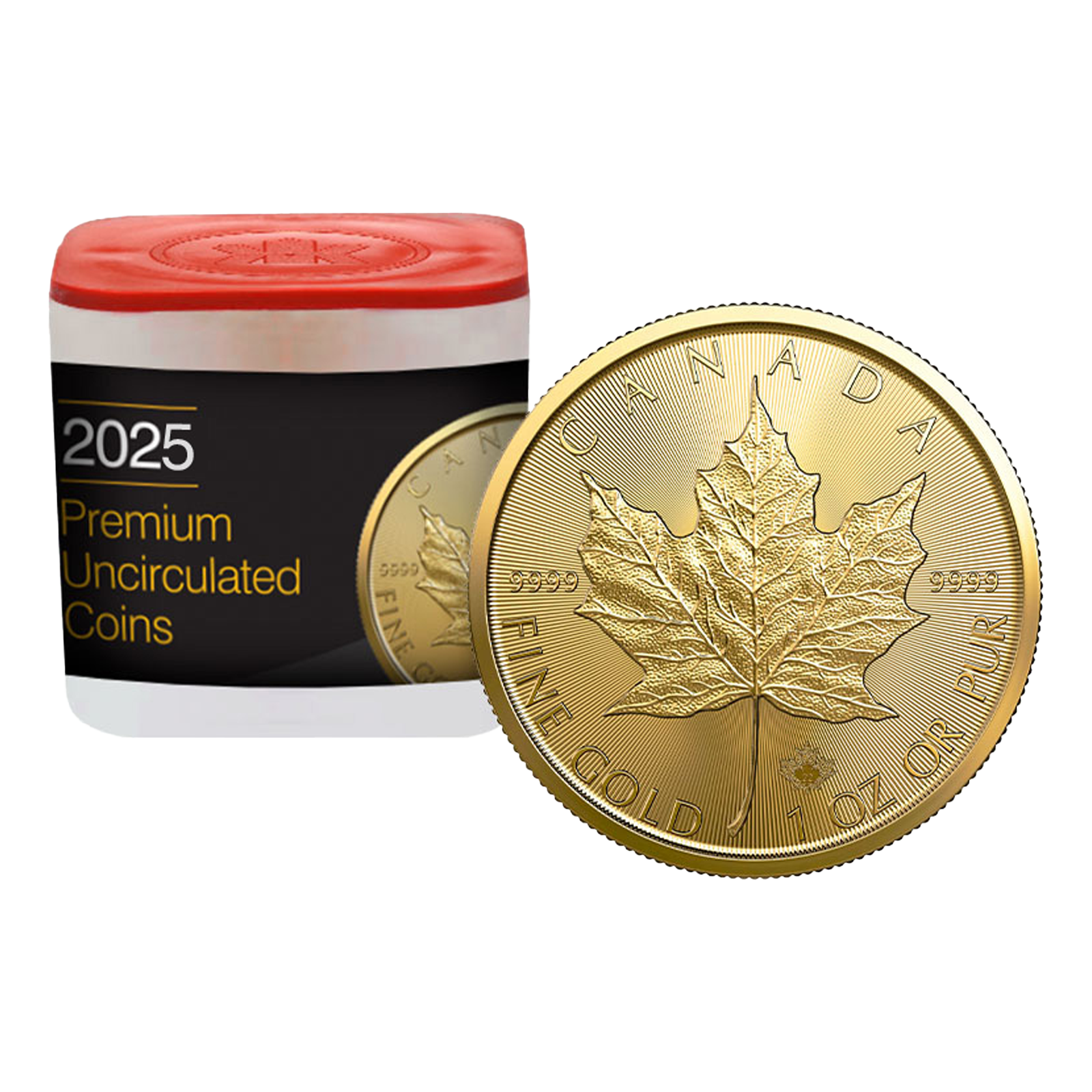 2025 MintFirst™ 1 oz Gold Maple Leaf Coins (tube of 10), image 0