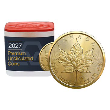 2027 MintFirst™ 1 oz Gold Maple Leaf Coins (tube of 10), image 0
