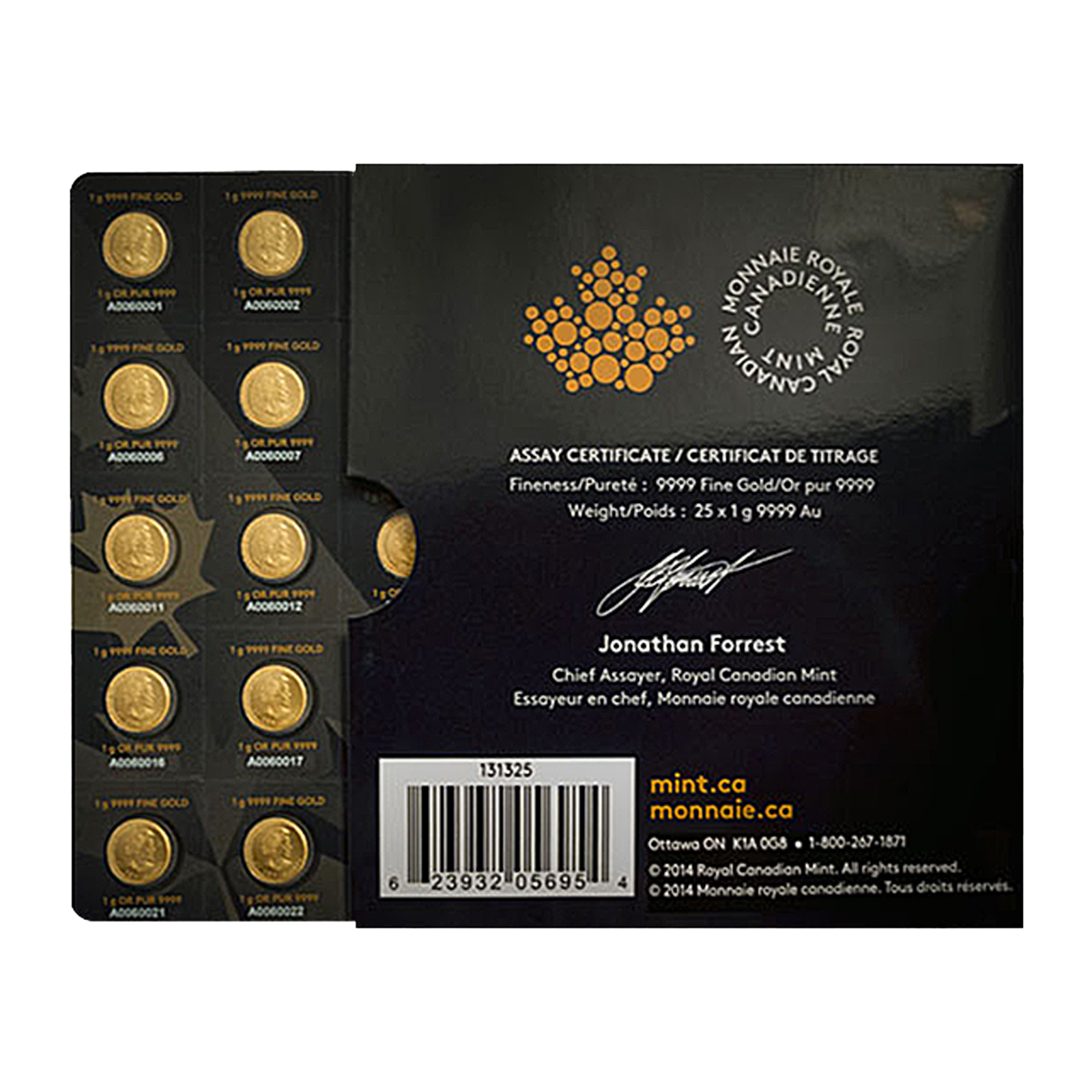 25 x 1 gram Gold MapleGram25™ (Random Year), image 5