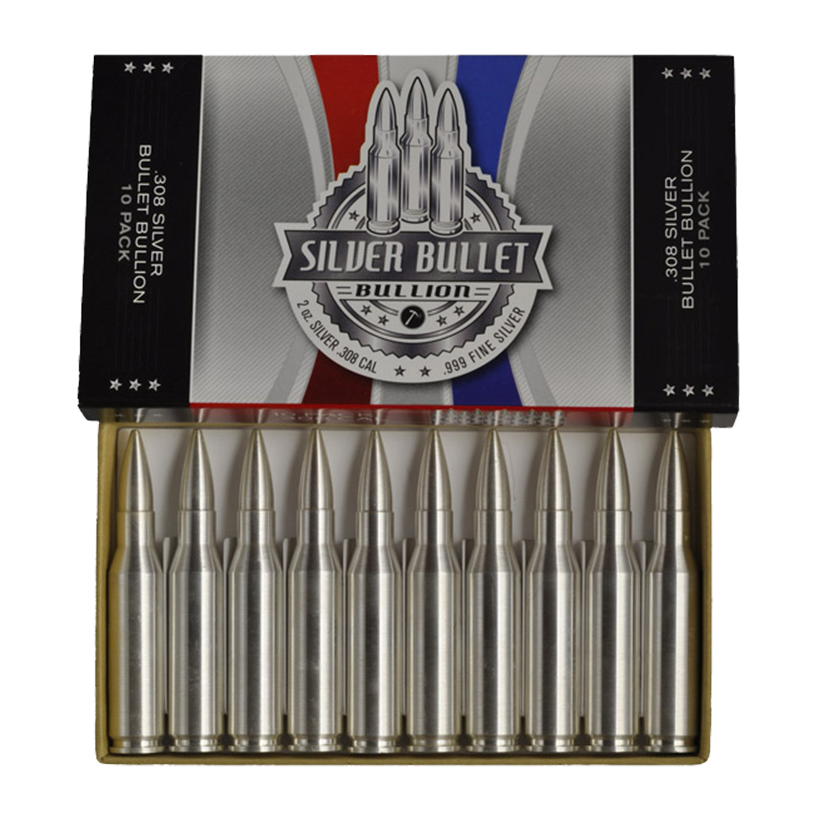 Buy 2 oz Silver Bullet .308 Caliber Replica 10 Pack .999, image 0