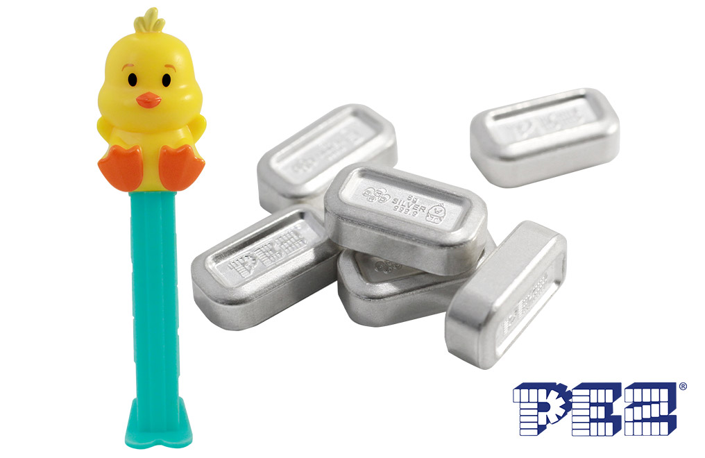 30g Silver PEZ Wafers & Chick Dispenser , image 0