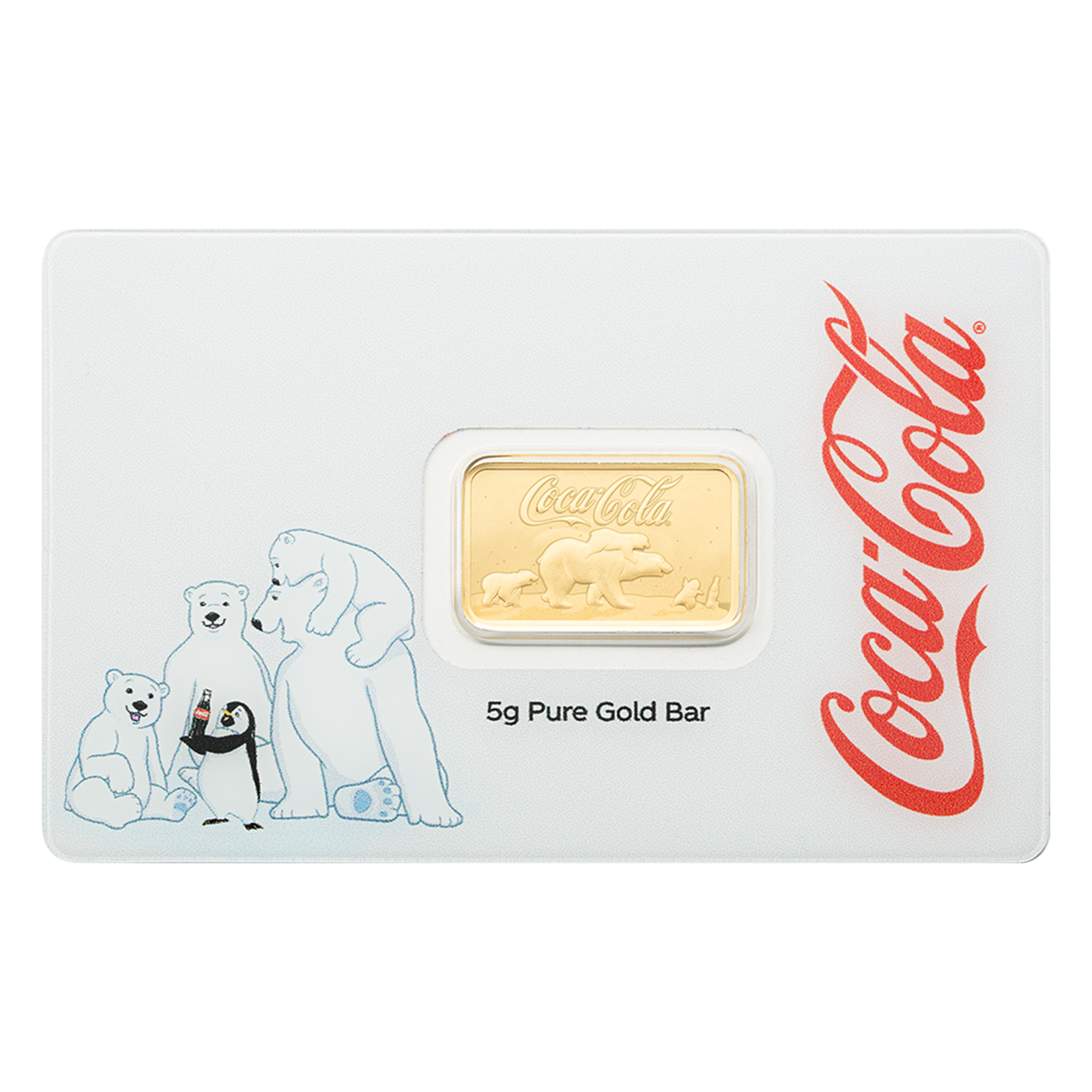 Buy 5 g Gold Coca-Cola® Holiday Polar Bears Bar, image 0