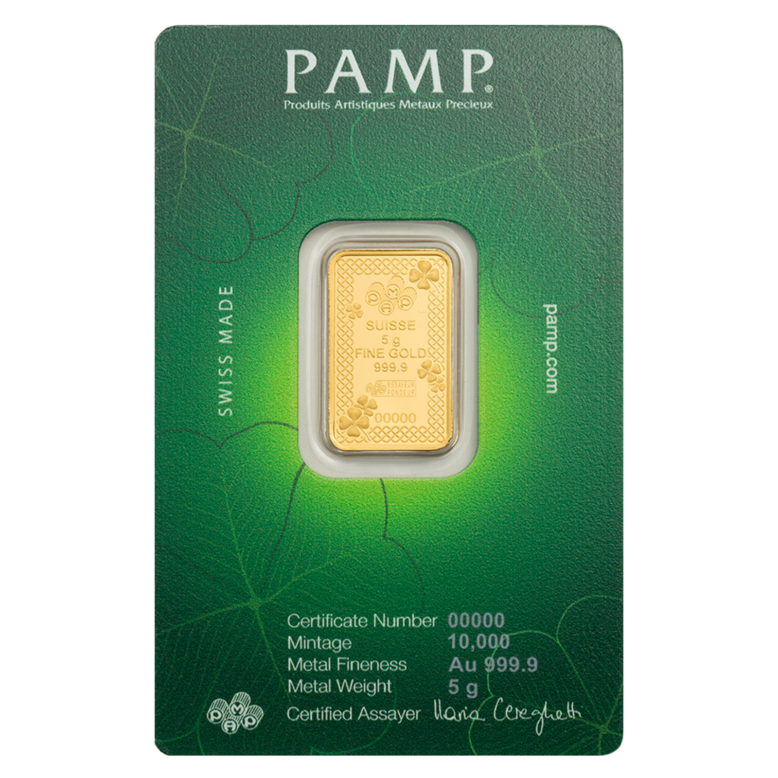 Buy 5 g Gold Good Luck Four-Leaf Clover Bar (2026), image 1