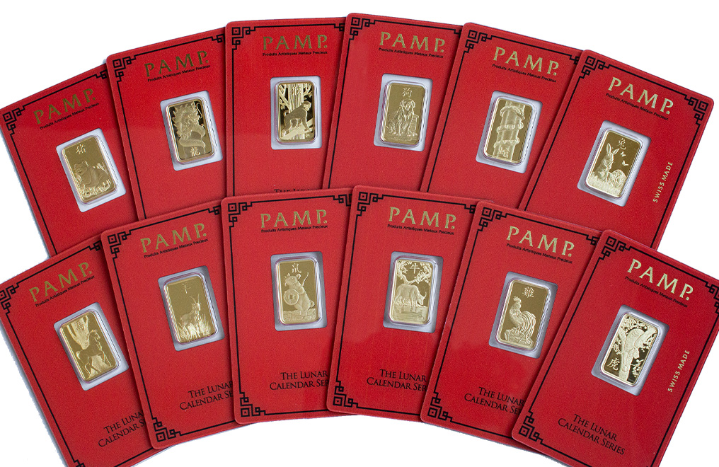 Buy 5 g Gold PAMP Lunar Calendar Series Set of 12 Bars, image 0