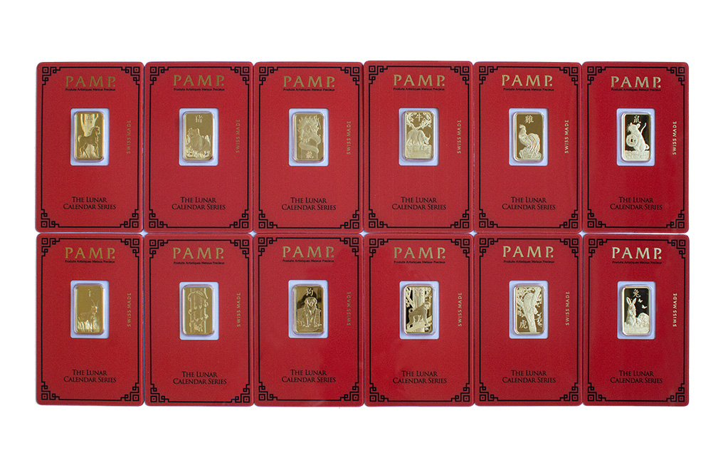 Buy 5 g Gold PAMP Lunar Calendar Series Set of 12 Bars, image 1