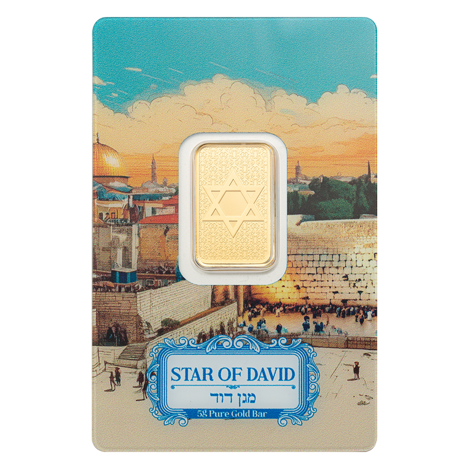 5 g Gold PAMP Star of David Bar, image 0