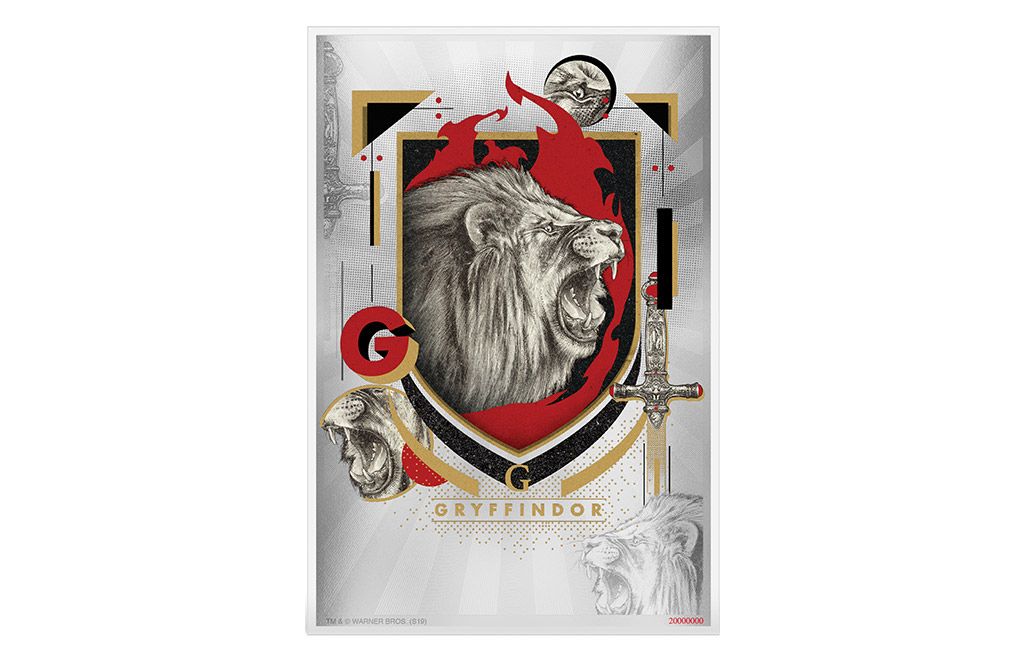 Harry Potter Gryffindor Painted Crest Satin Chrome Plated Metal Money Clip