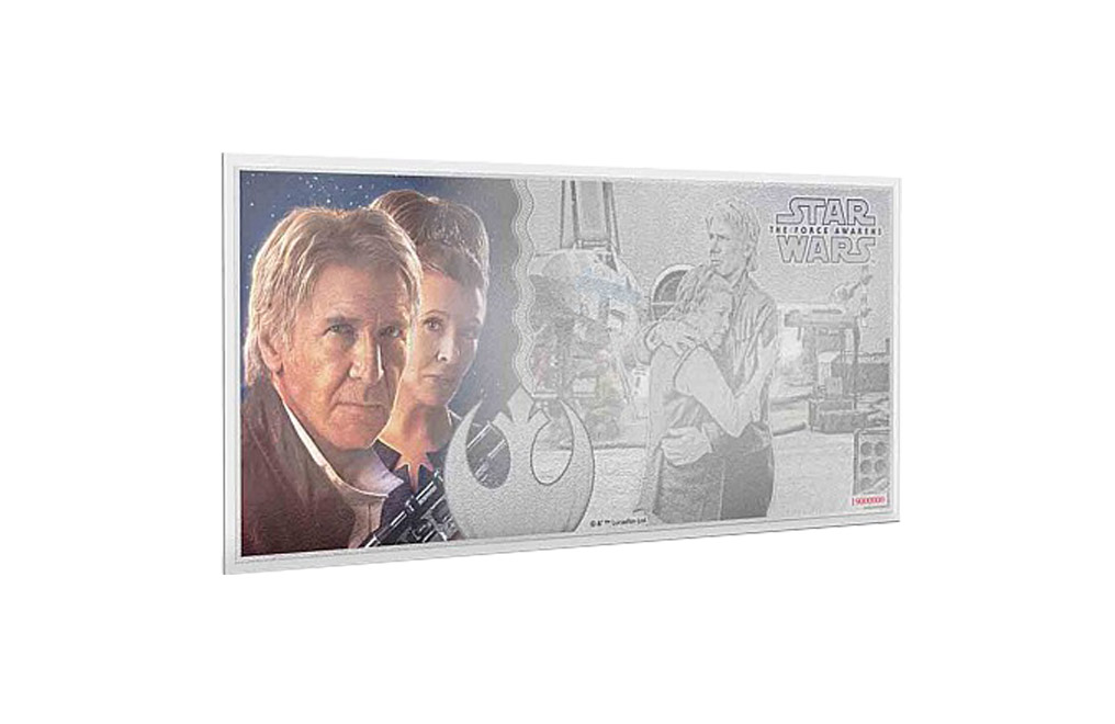 Buy 5 g Silver Coin Note .999- Star Wars- Leia Organa & Han Solo, image 0