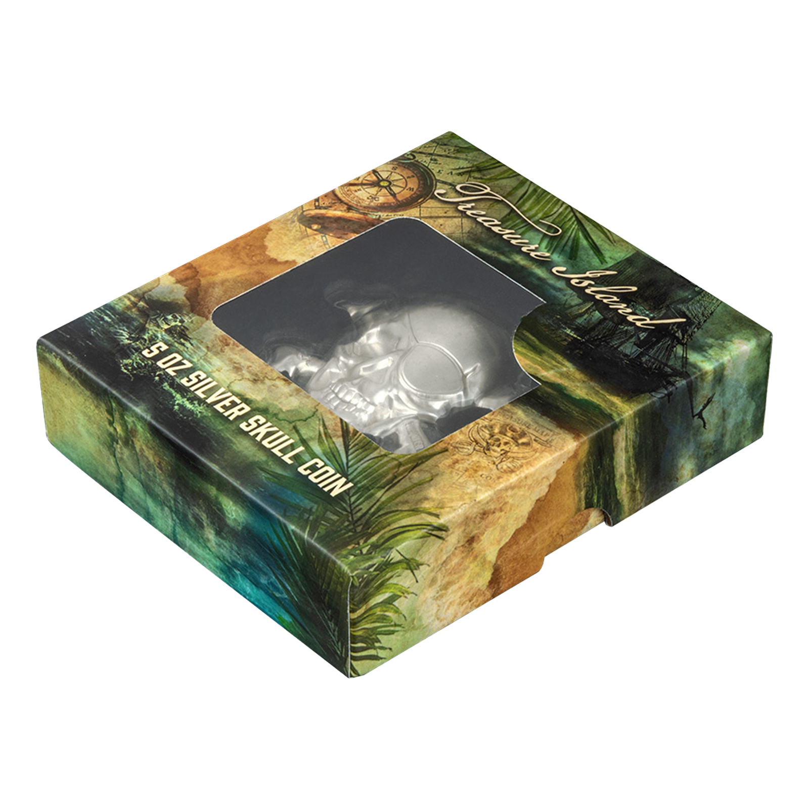 Buy 5 oz Silver Treasure Island Skull Coin (2022), image 3