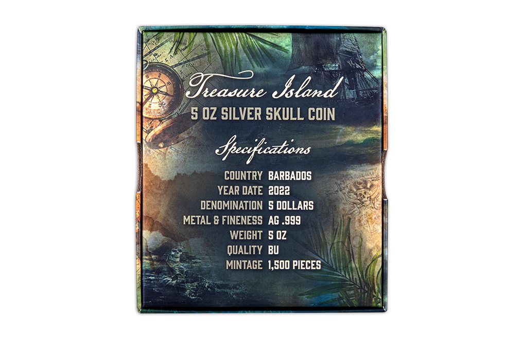 Buy 5 oz Silver Treasure Island Skull Coin (2022), image 6