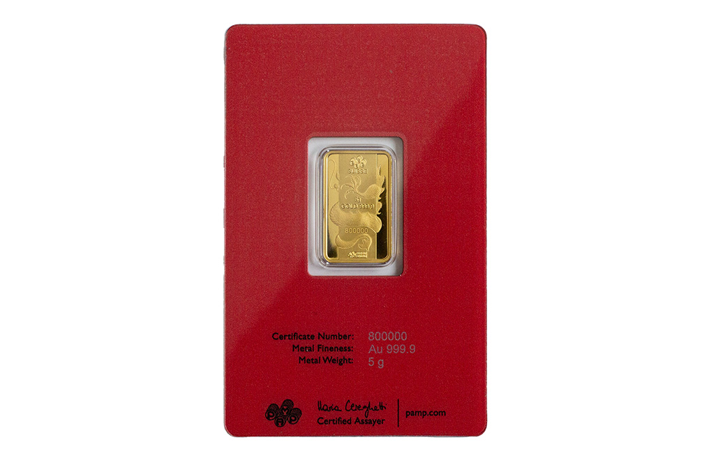 Buy 5g Gold PAMP Lunar Series Year of the Dragon Bar, image 1
