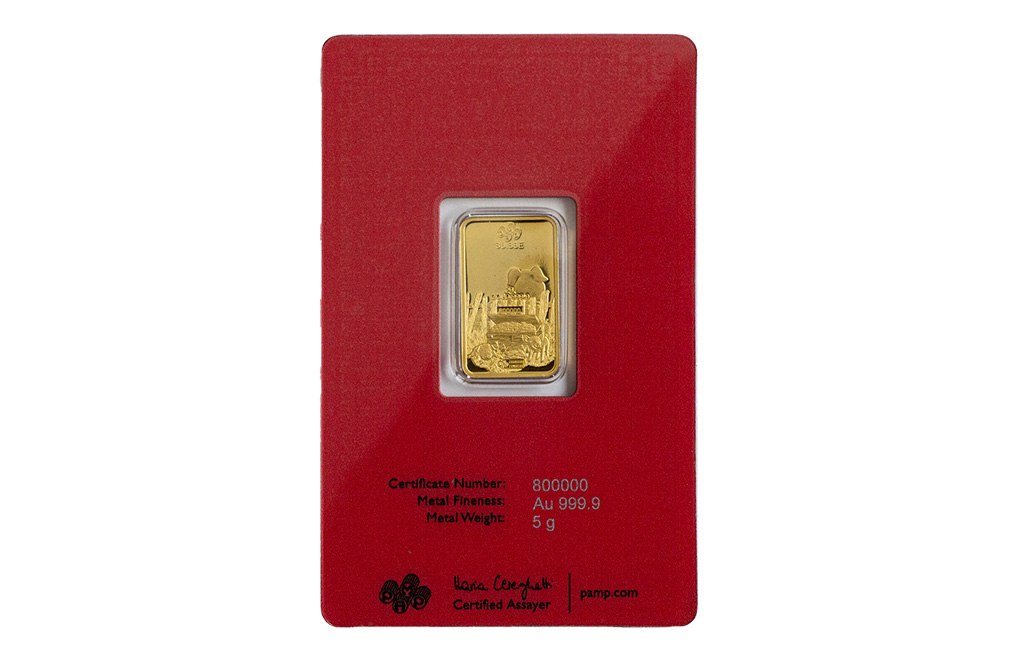 Buy 5g Gold PAMP Lunar Series Year of the Pig Bar, image 1