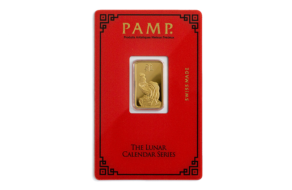Buy 5g Gold PAMP Lunar Series Year of the Rooster Bar, image 0