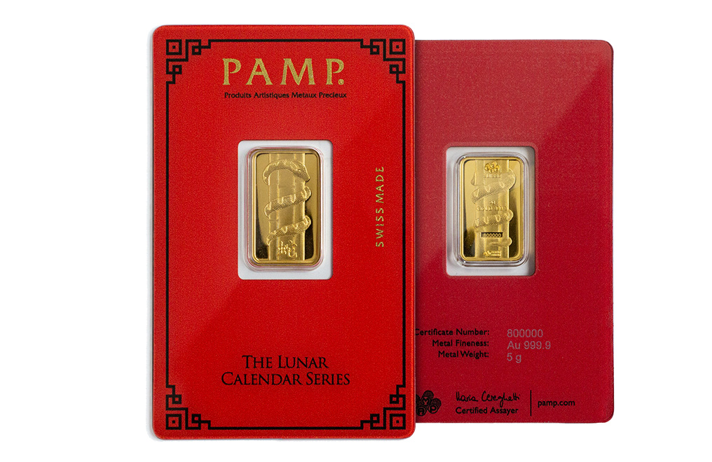 Buy 5g Gold PAMP Lunar Series Year of the Snake Bar, image 2