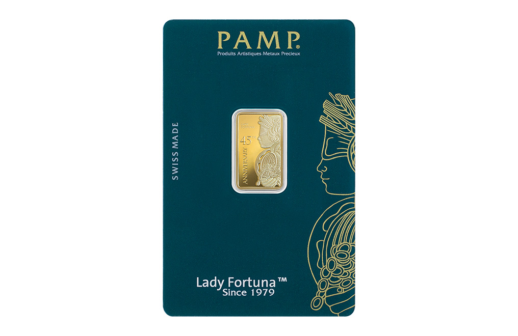 Buy 5g Gold PAMP Lady Fortuna™ 45th Anniversary Bar (2024), image 0