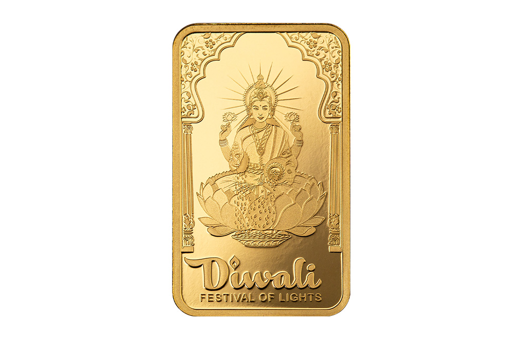 Buy 5g Pure Gold Diwali Lakshmi & Peacocks Bar (2024) [Canada shipping the week of Oct 21st], image 2