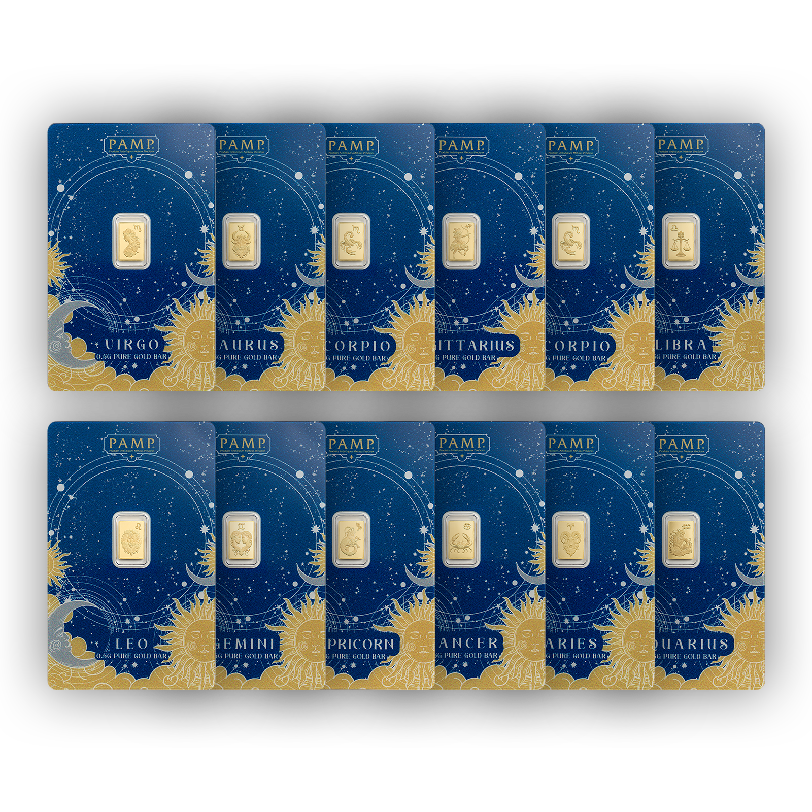 Buy 6 g Gold Zodiac Bar Set (12 x 0.5 g), image 0