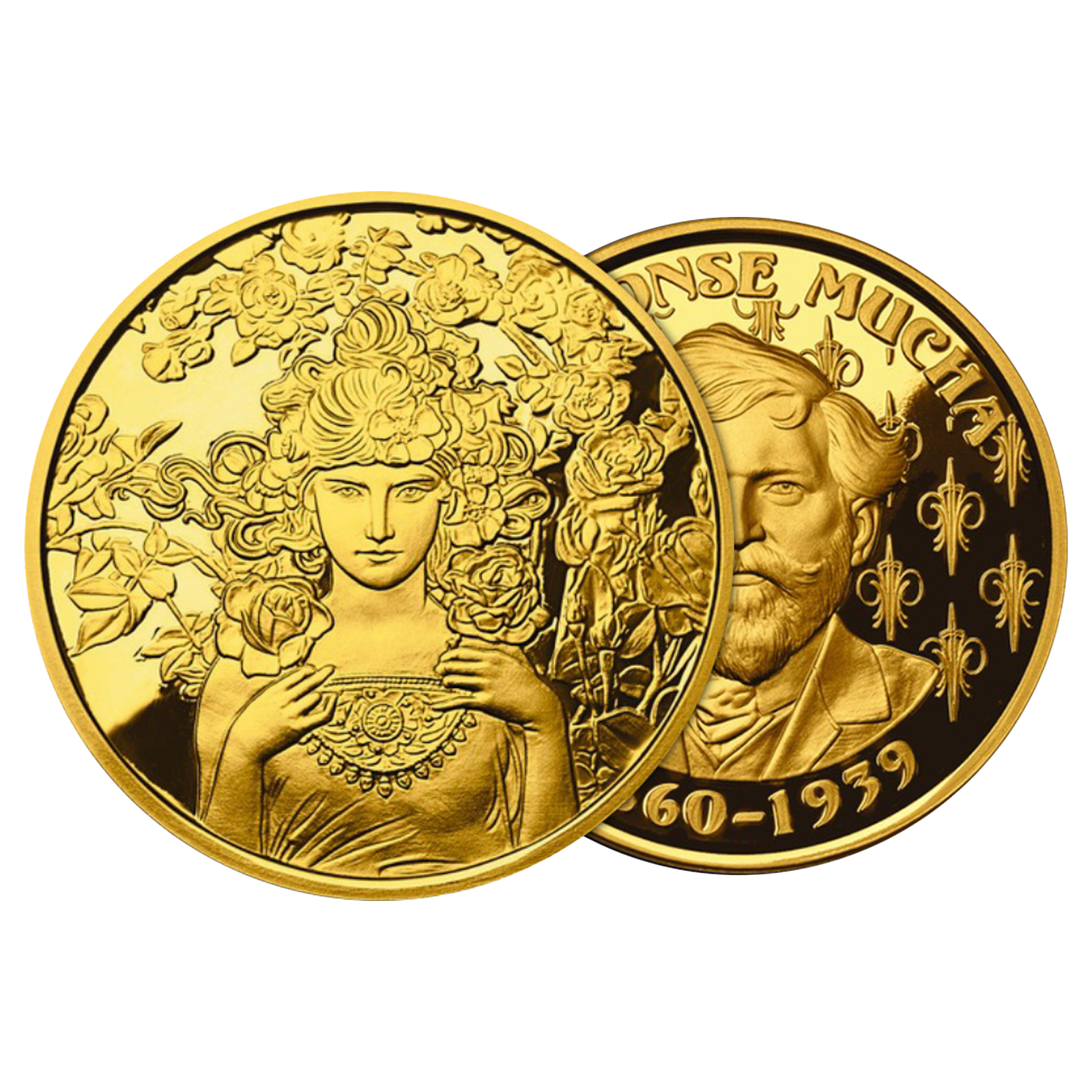 Buy 6 oz Set Silver Gold Plated Mucha Proof Rounds (6 x 1 oz), image 8