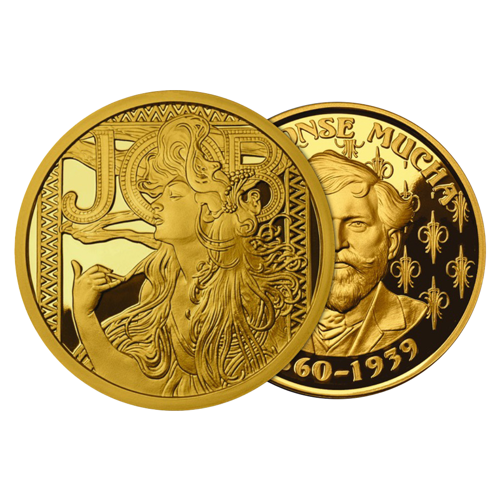 Buy 6 oz Set Silver Gold Plated Mucha Proof Rounds (6 x 1 oz), image 3