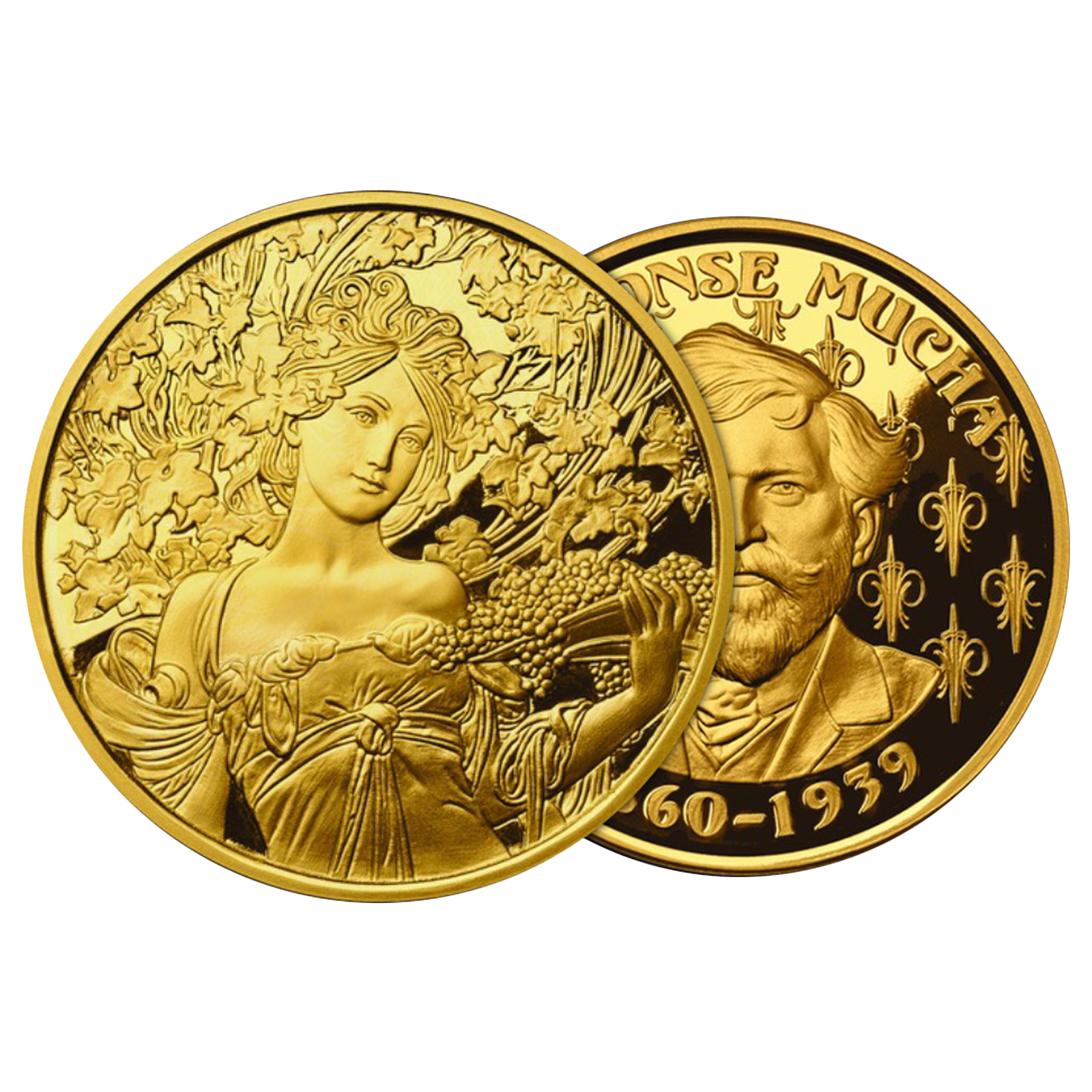 Buy 6 oz Set Silver Gold Plated Mucha Proof Rounds (6 x 1 oz), image 4