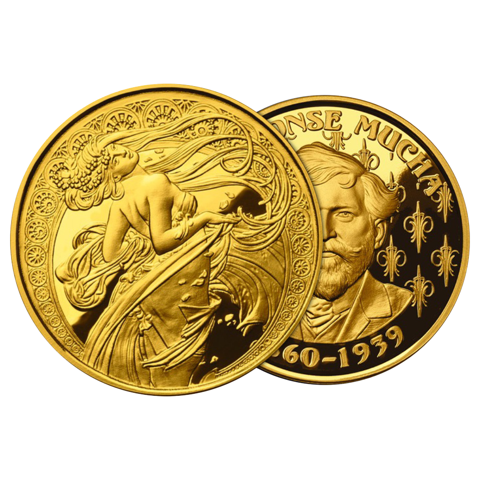 Buy 6 oz Set Silver Gold Plated Mucha Proof Rounds (6 x 1 oz), image 5