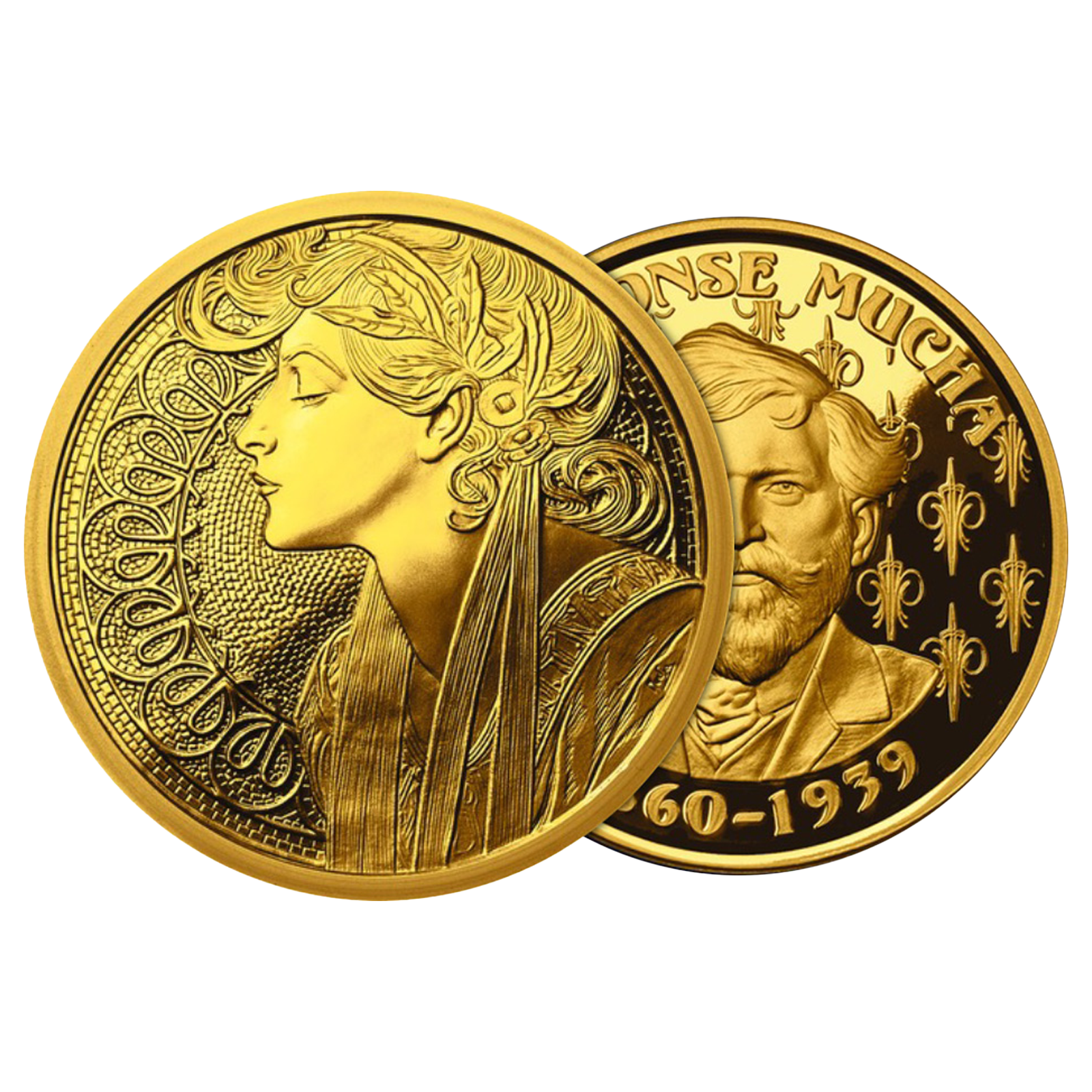 Buy 6 oz Set Silver Gold Plated Mucha Proof Rounds (6 x 1 oz), image 7