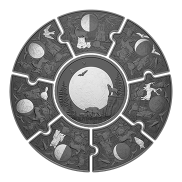 Buy 9.5 oz Silver Puzzle Moon Phases Coin (2025), image 0