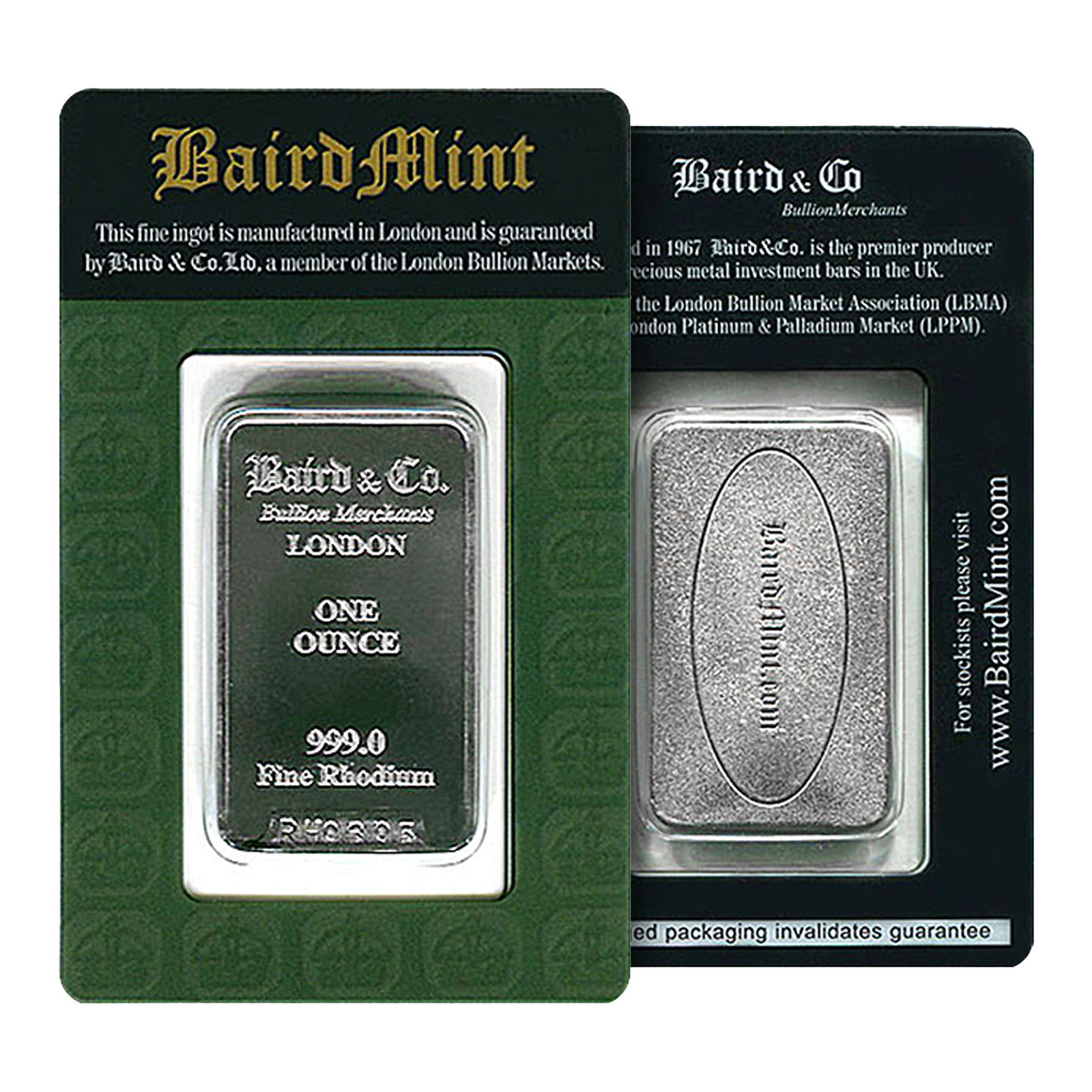 1 oz Rhodium Bars Baird & Co., image 2