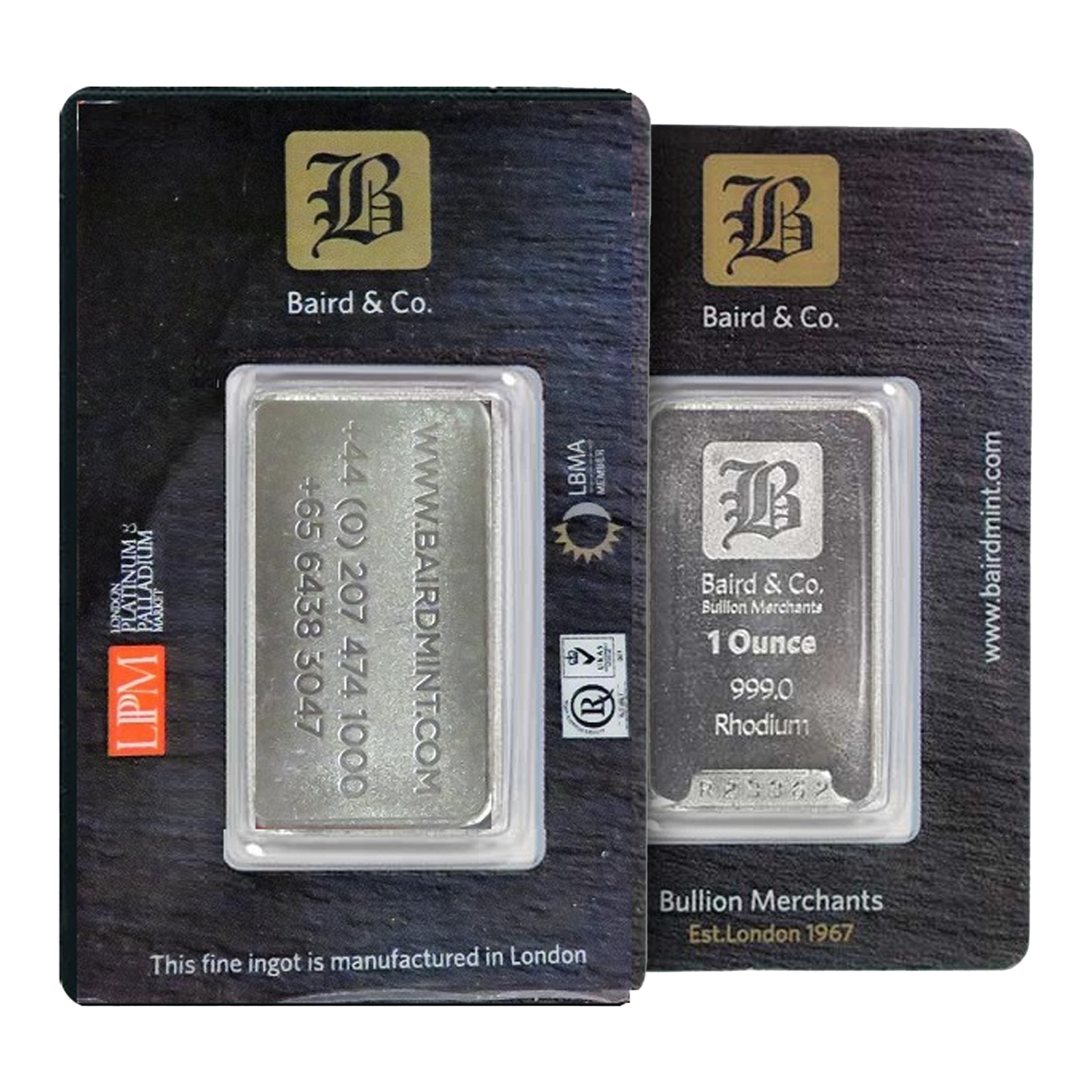 1 oz Rhodium Bars Baird & Co., image 3