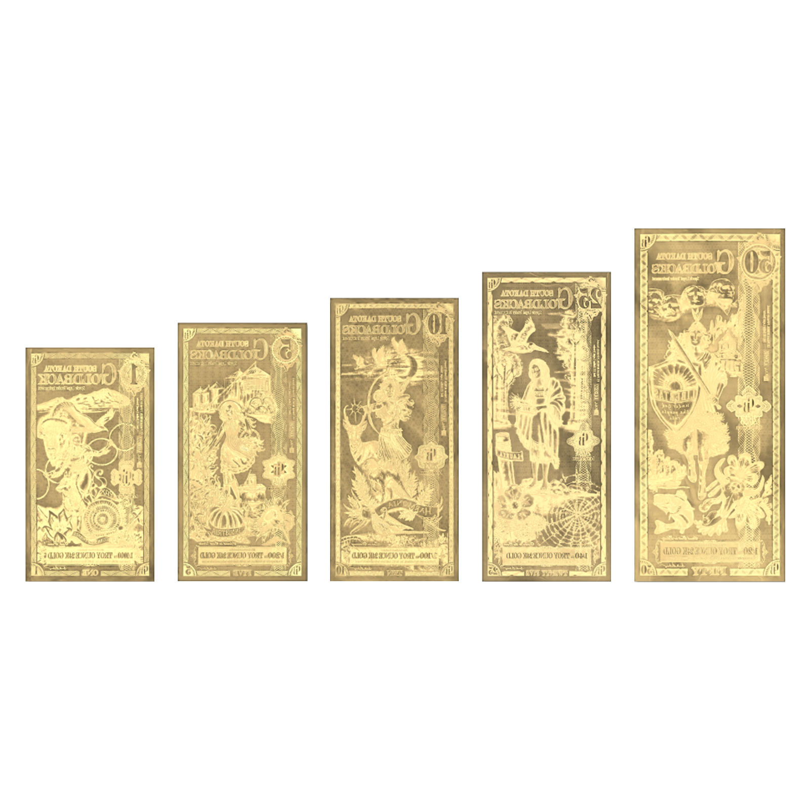 Buy South Dakota Goldback Gold Notes Full Set 24K, image 1