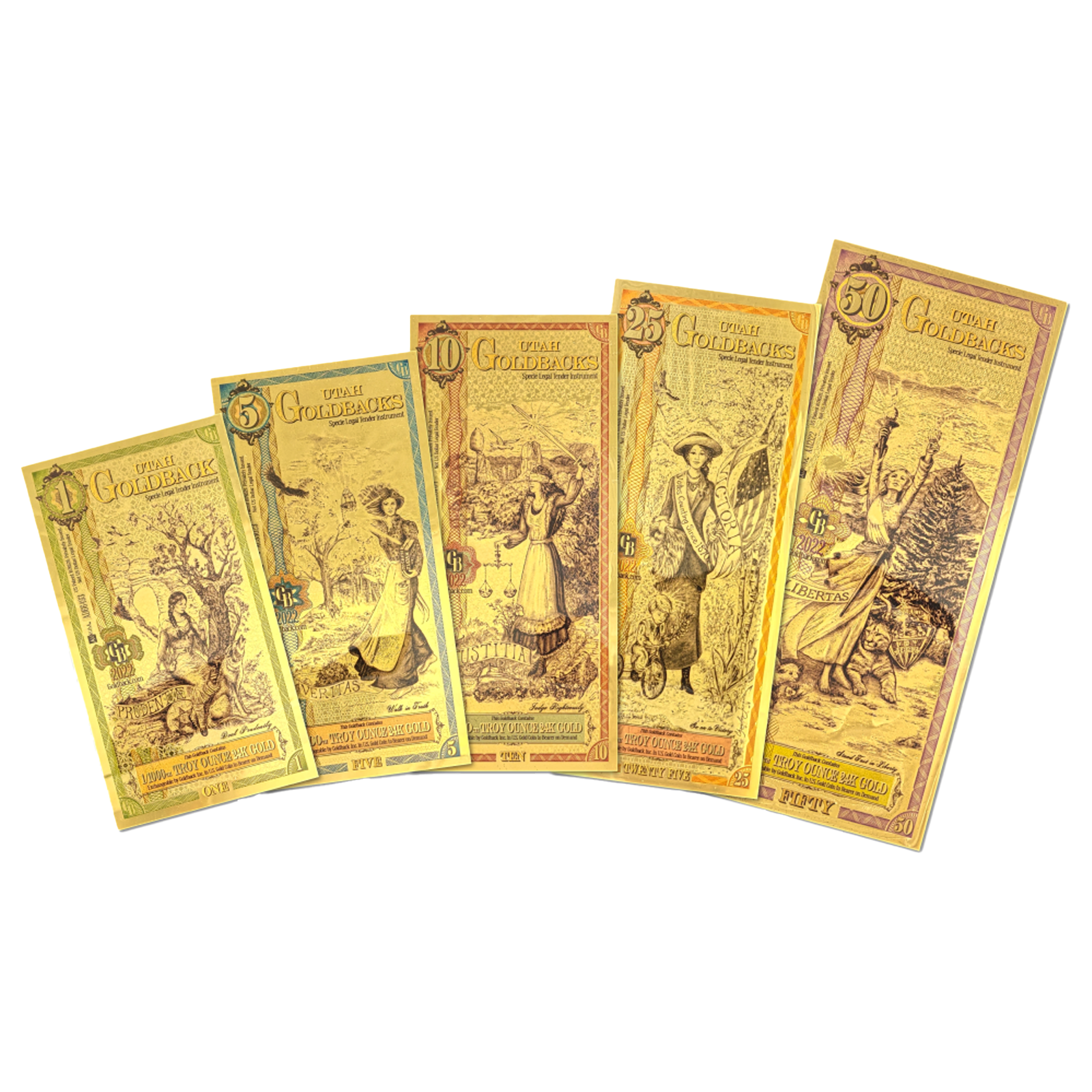 Buy Utah Goldback Gold Notes Full Set 24K, image 0