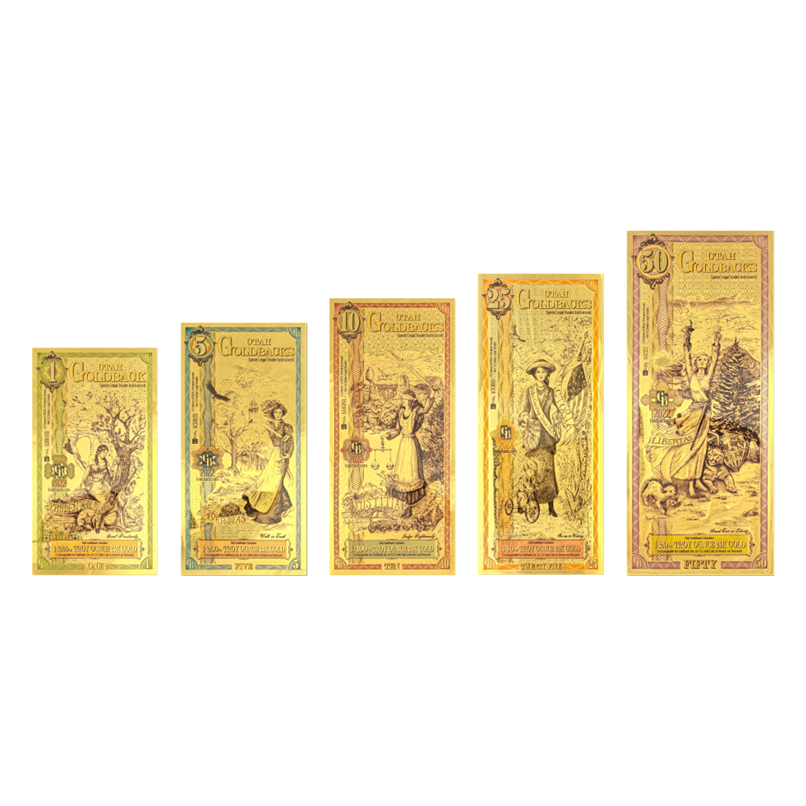 Buy Utah Goldback Gold Notes Full Set 24K, image 2