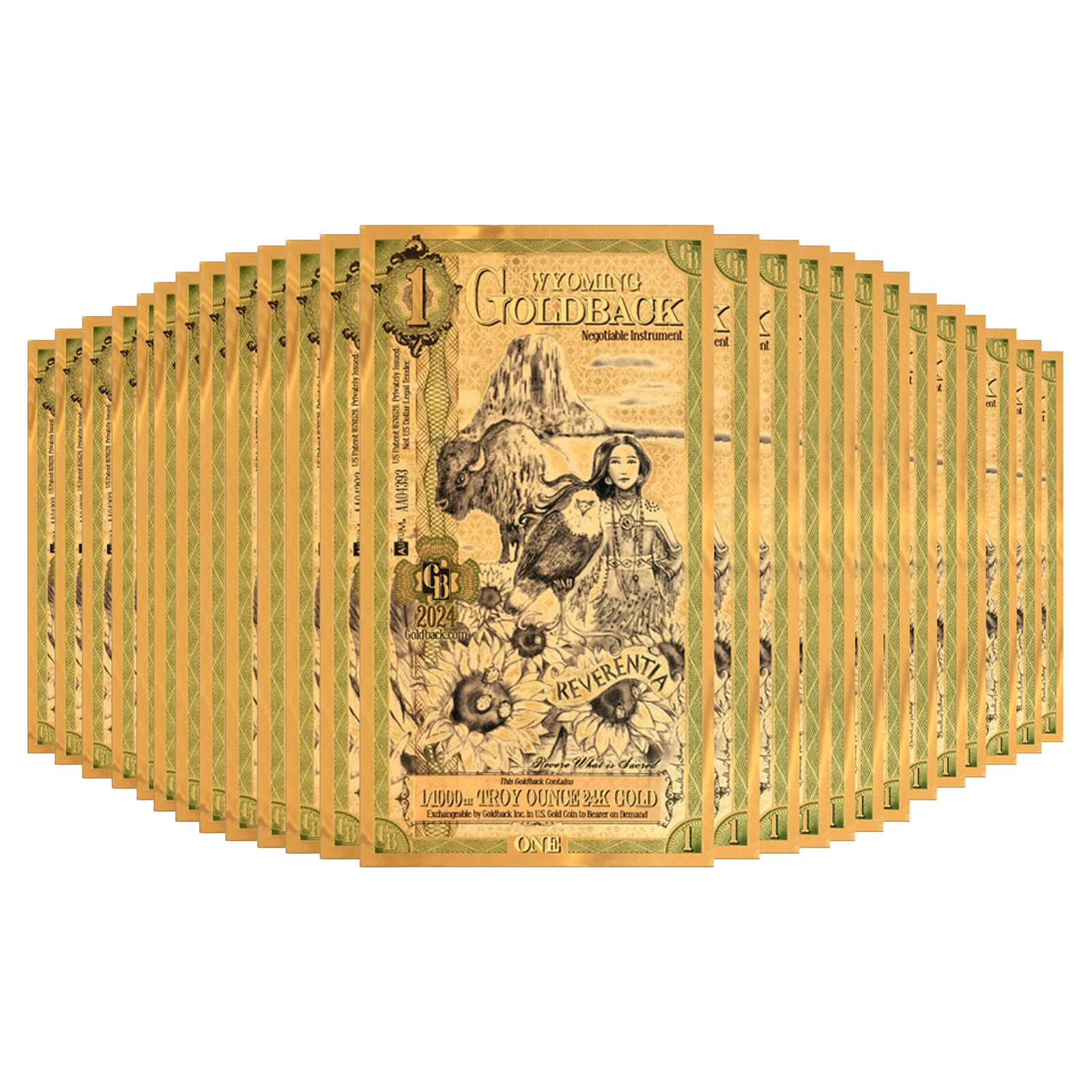 Buy 1 Wyoming Goldback Gold Notes Pack (50 pcs) 24K, image 0