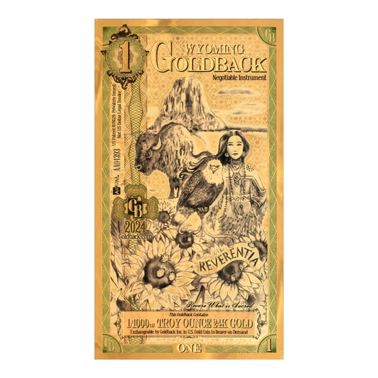 Buy 1 Wyoming Goldback Gold Notes Pack (50 pcs) 24K, image 1