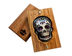 Buy 2 oz Silver Bar .999 - 3D Skull - Day of the Dead - Marigold