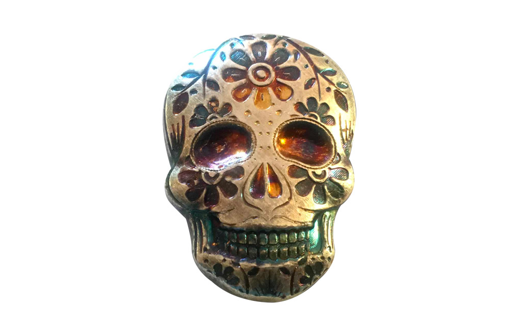 Buy 2 oz Silver Bar .999 - 3D Skull - Day of the Dead - Marigold, image 0